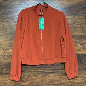 SHEIN EZwear Women's Light Jacket - Cropped, Full Zip - Burnt Orange Size 2XL